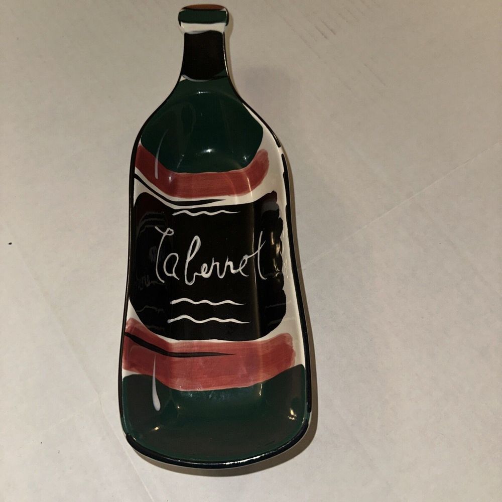 Clay Art Cabernet Wine Serving Dish‎ Snack Tray Spoon Rest.   Very Nice!